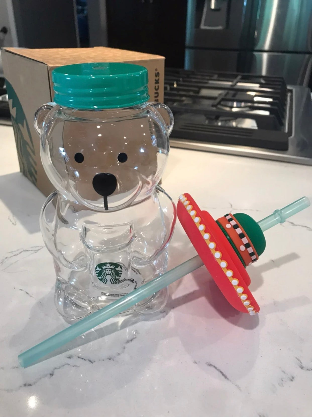 Starbucks Glass Bear with Sombrero Tumbler - Asia Exclusive Collection
