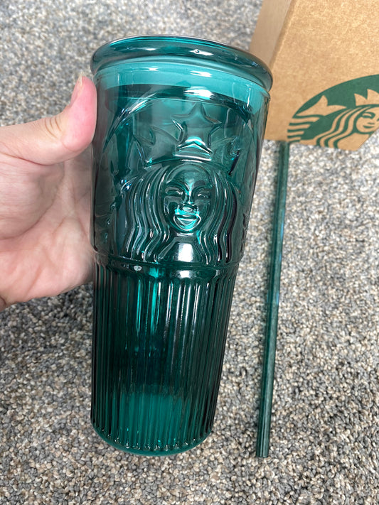 Starbucks green glass tumbler