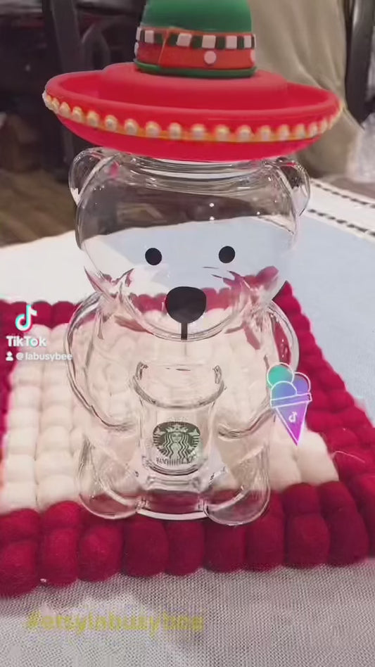 Starbucks Glass Bear with Sombrero Tumbler - Asia Exclusive Collection