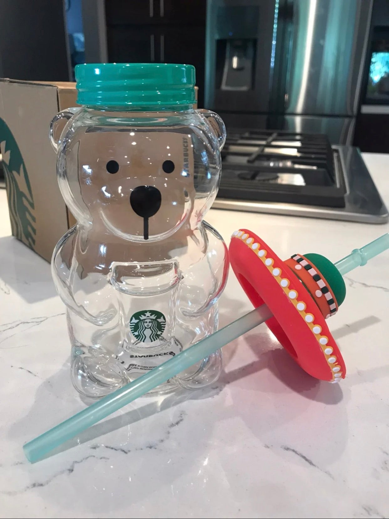Starbucks Glass Bear with Sombrero Tumbler - Asia Exclusive