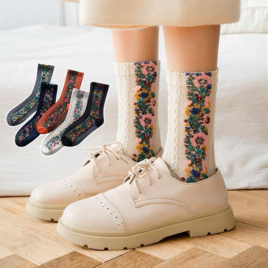 Japanese Style Flower Socks